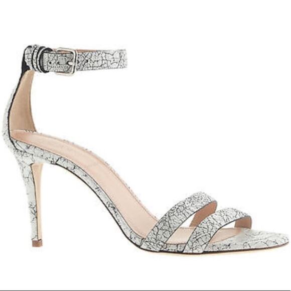 J. Crew White Crackled Leather Heels size US 8 NEW Ankle strap - Picture 1 of 9